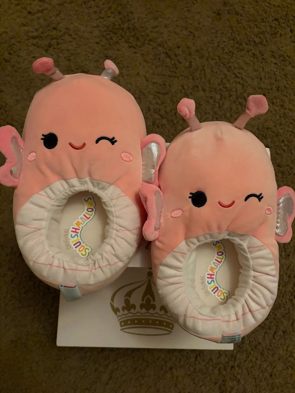 EUC! Squishmallows Pink Plush Kids Slippers with Embroidered Character 🩷